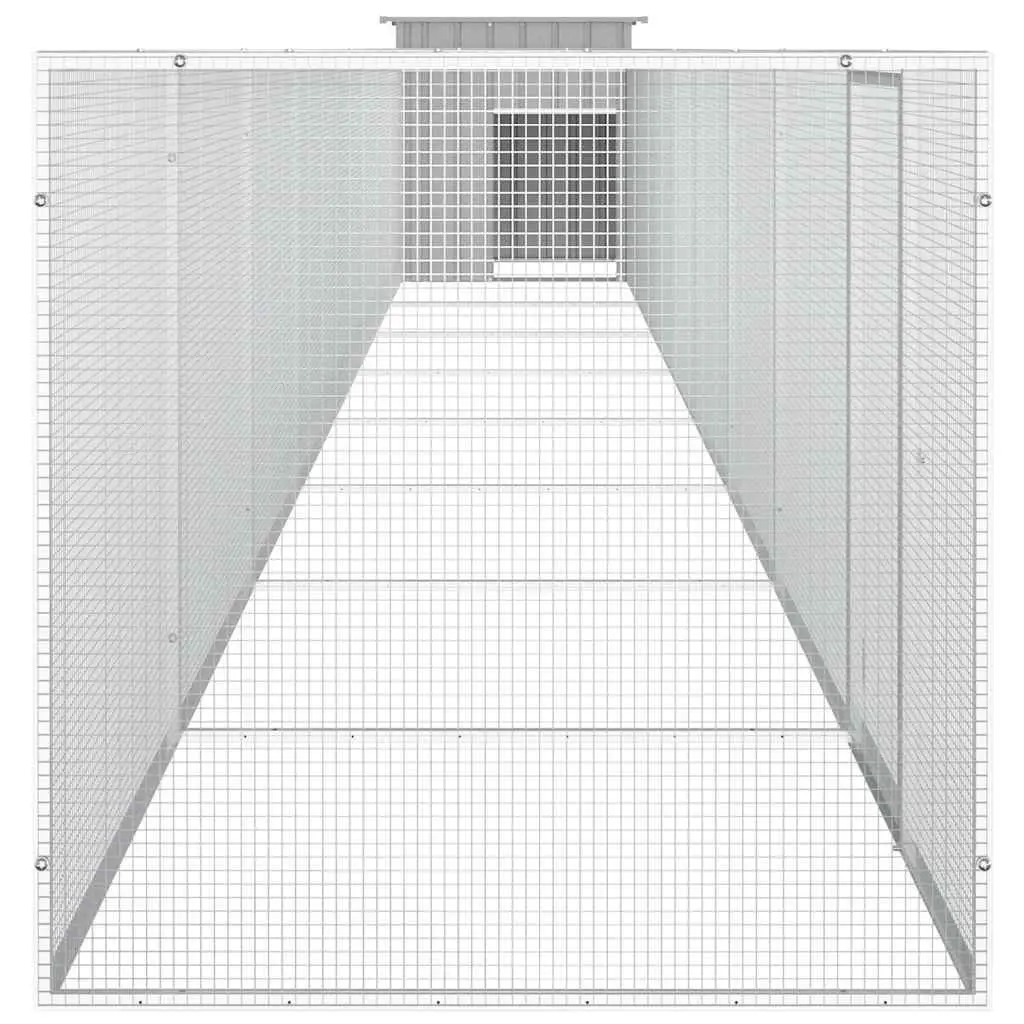 Chicken Cage Grey for Backyard Poultry 900x91x100cm Galvanised Steel Run Coop Hens Ducks Small