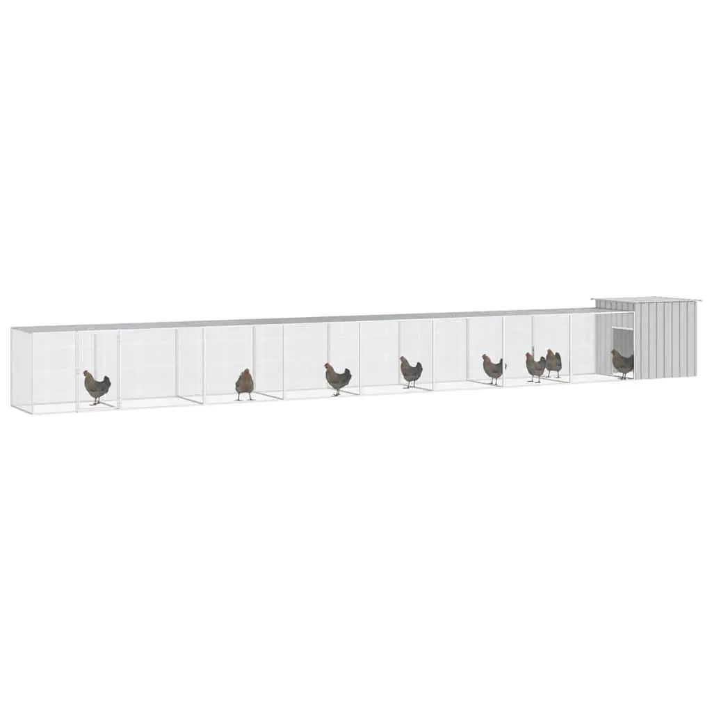 Chicken Cage Grey for Backyard Poultry 900x91x100cm Galvanised Steel Run Coop Hens Ducks Small
