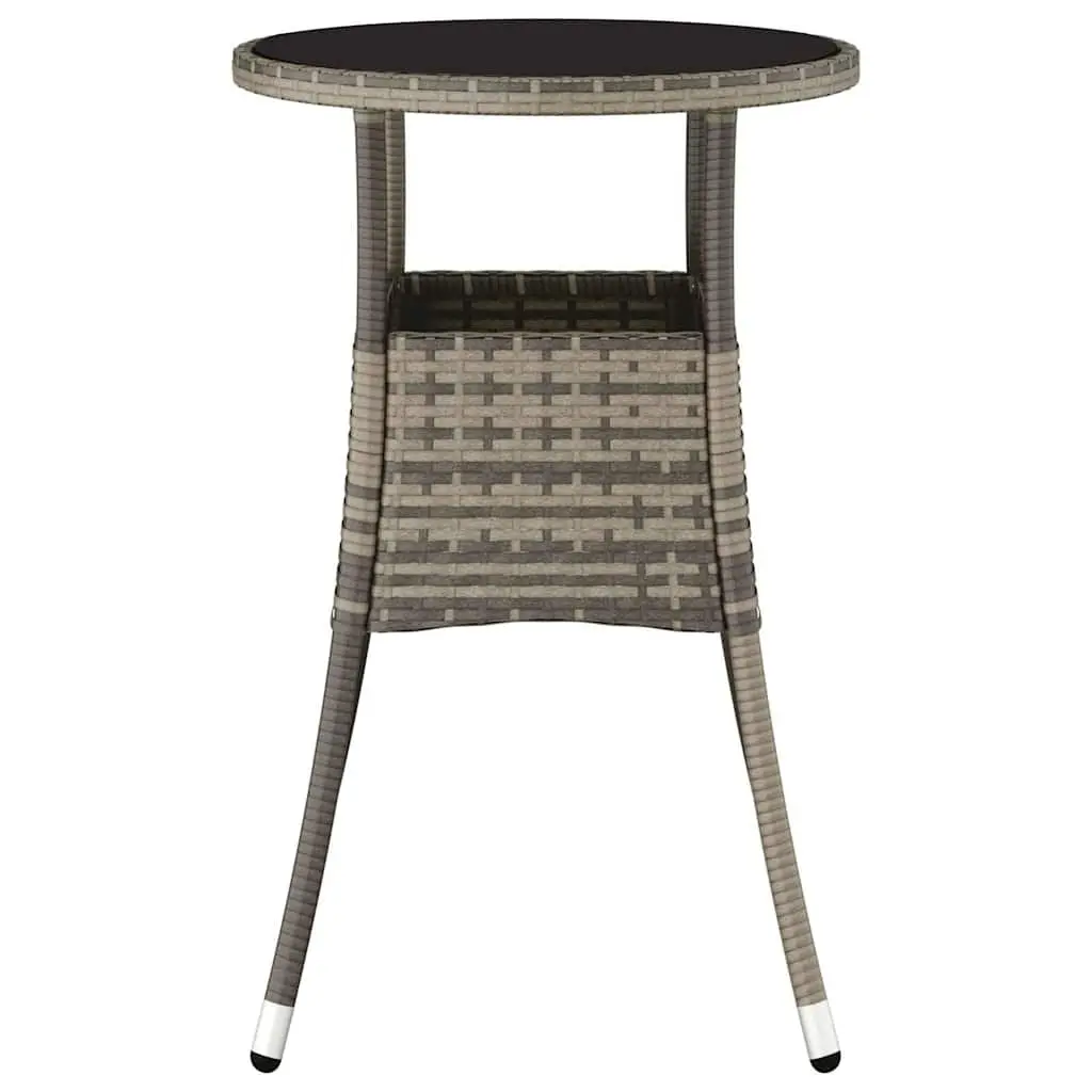 Garden Table Outdoor Patio Furniture Tempered Glass Top Poly Rattan Grey 60cm