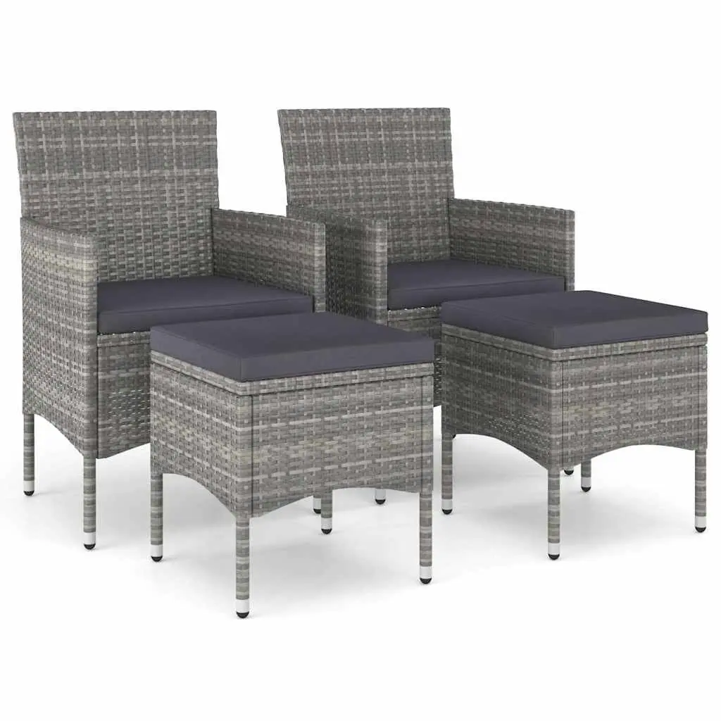 4 Piece Outdoor Garden Chair and Stool Set Grey