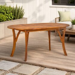 Solid Acacia Wood Garden Dining Table 150x90x75cm