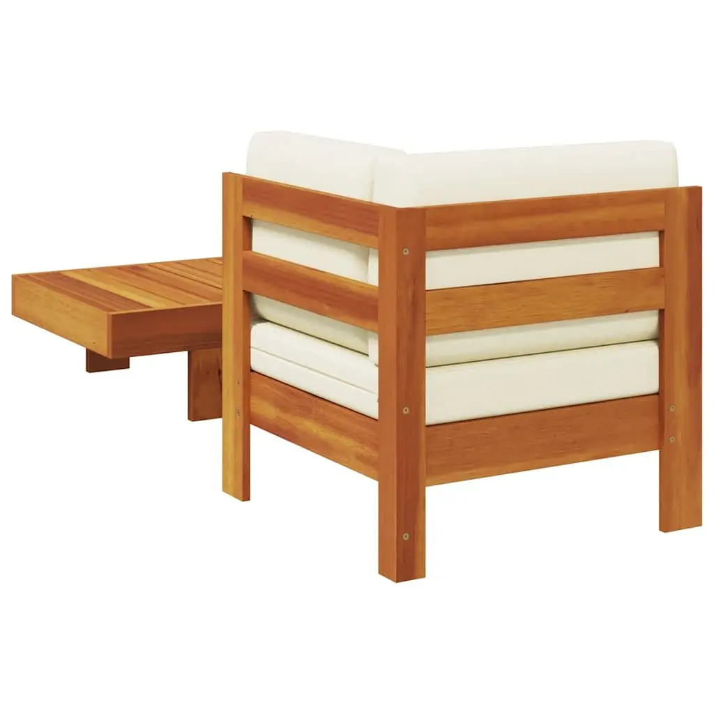 Outdoor Lounge Set Sofa and Table for Garden Cream Cushions Acacia Wood 2 Piece