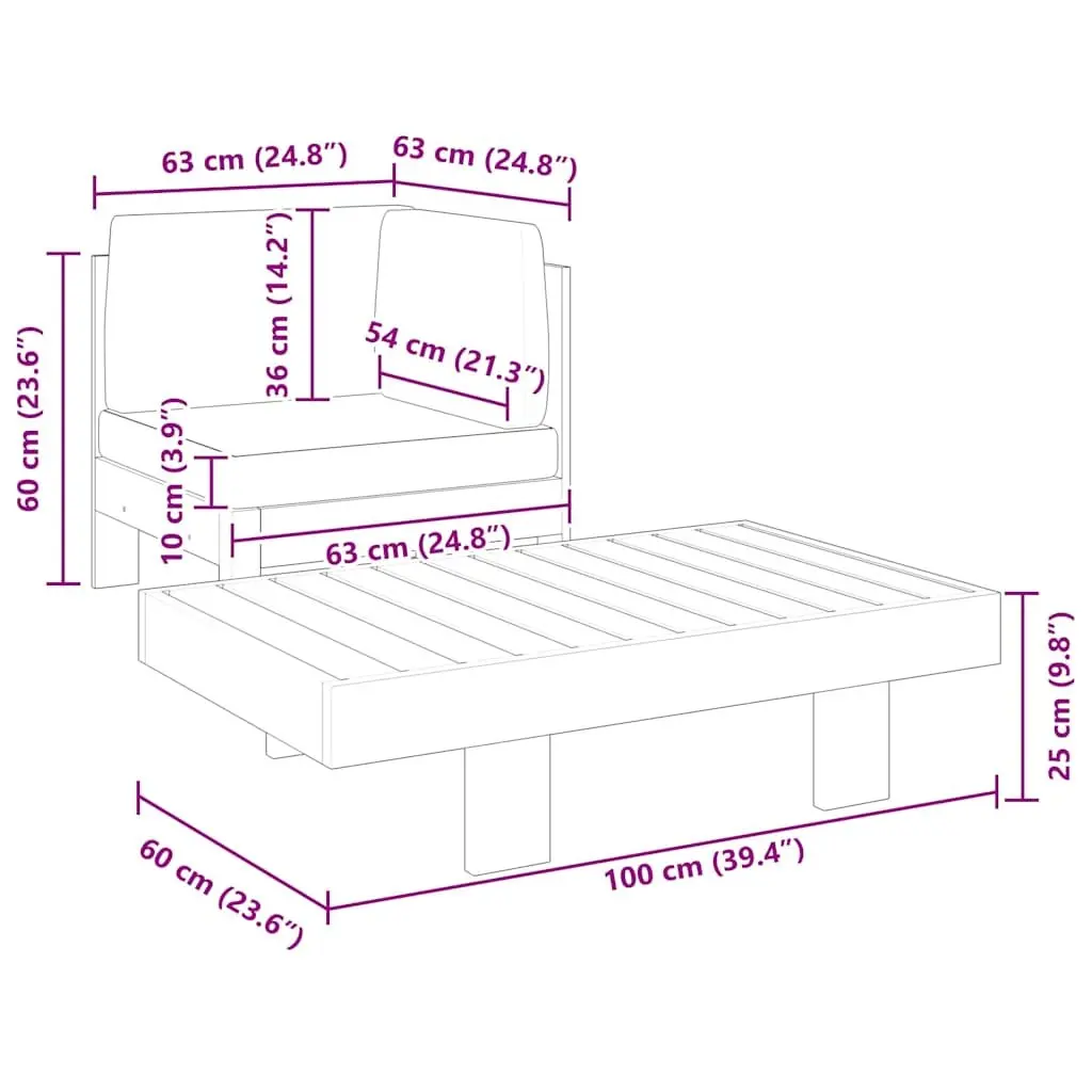 Outdoor Lounge Set Sofa and Table for Garden Cream Cushions Acacia Wood 2 Piece