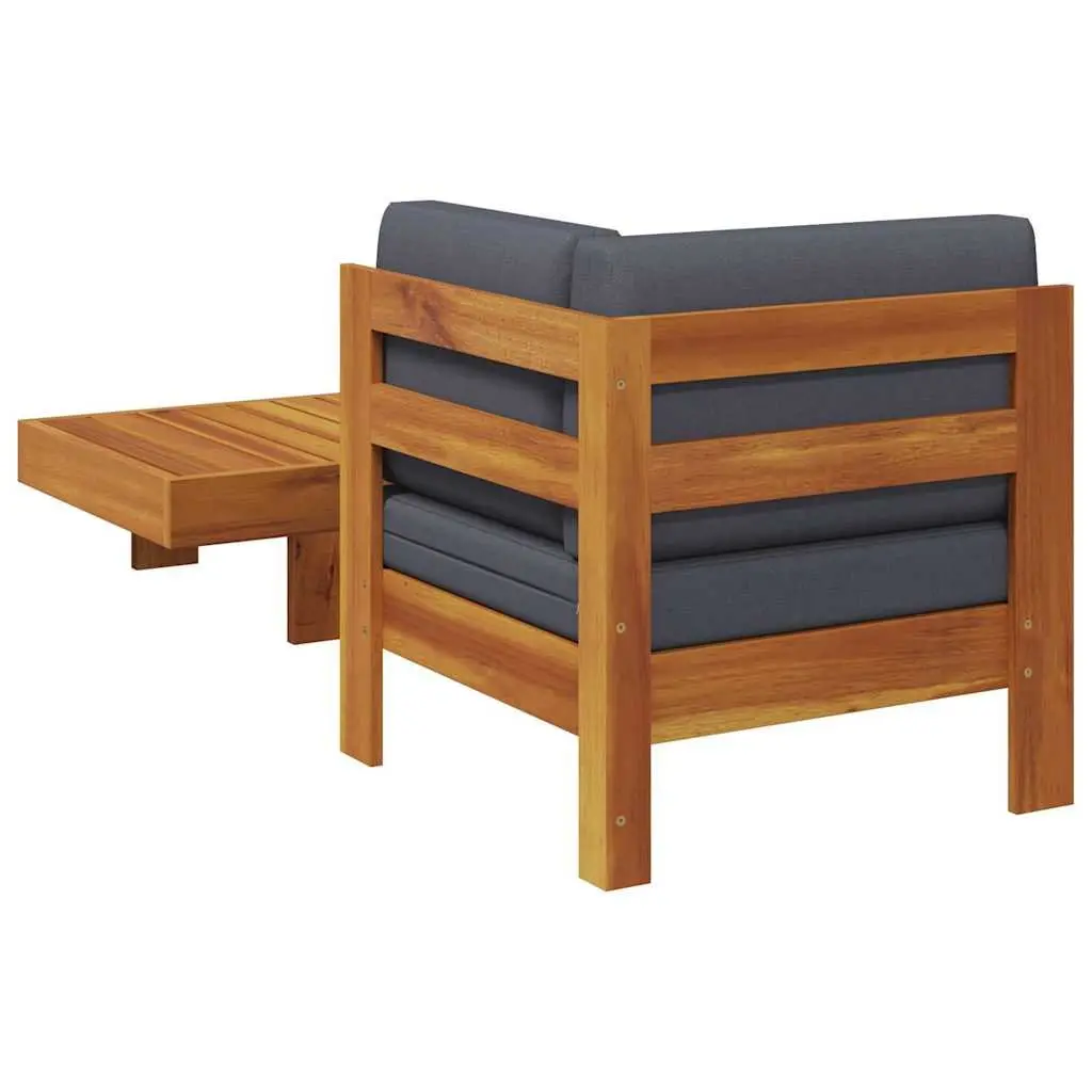 Outdoor Sectional Lounge Set 2 Piece Garden Sofa Table Grey Cushions Wood