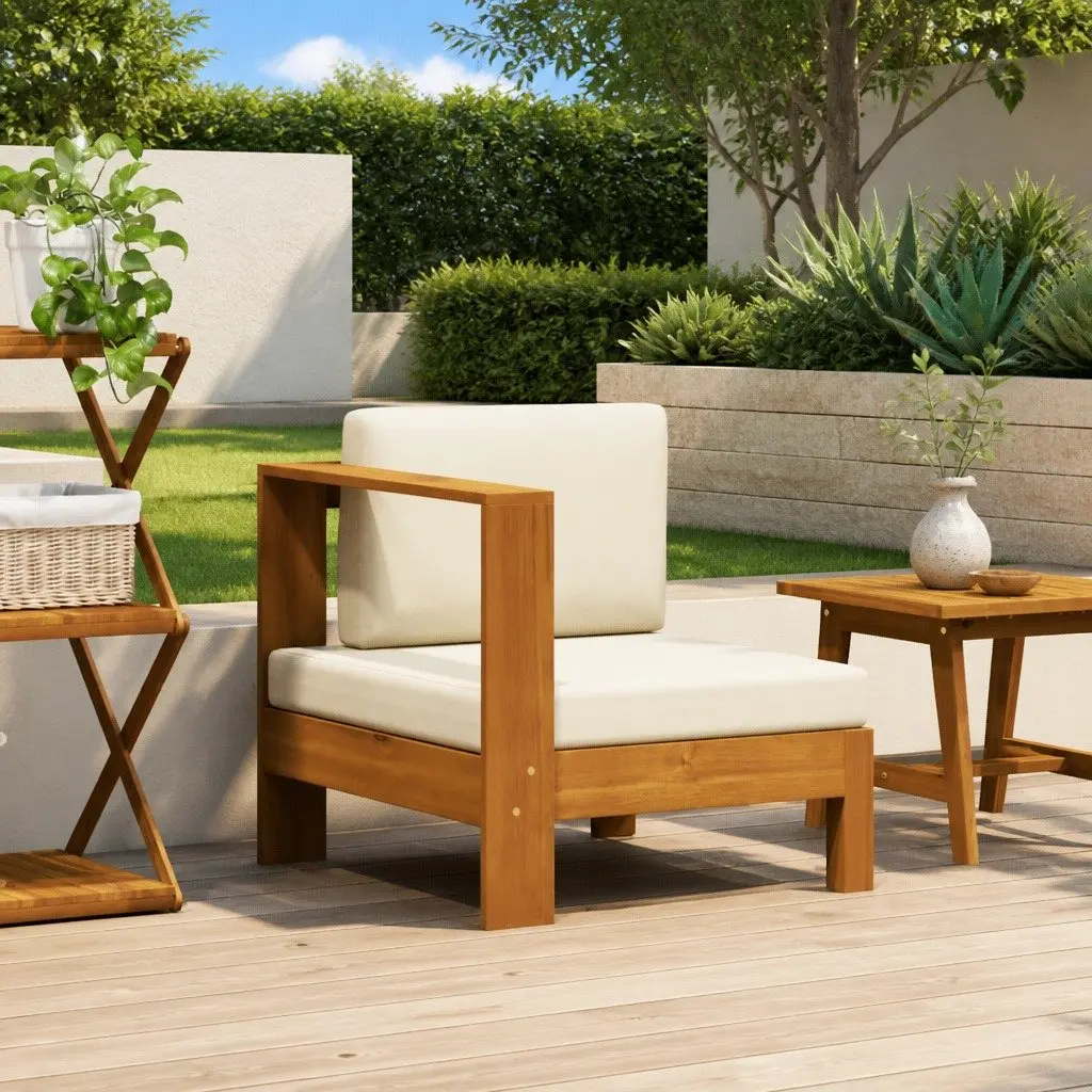 White Outdoor Middle Sofa with Armrest