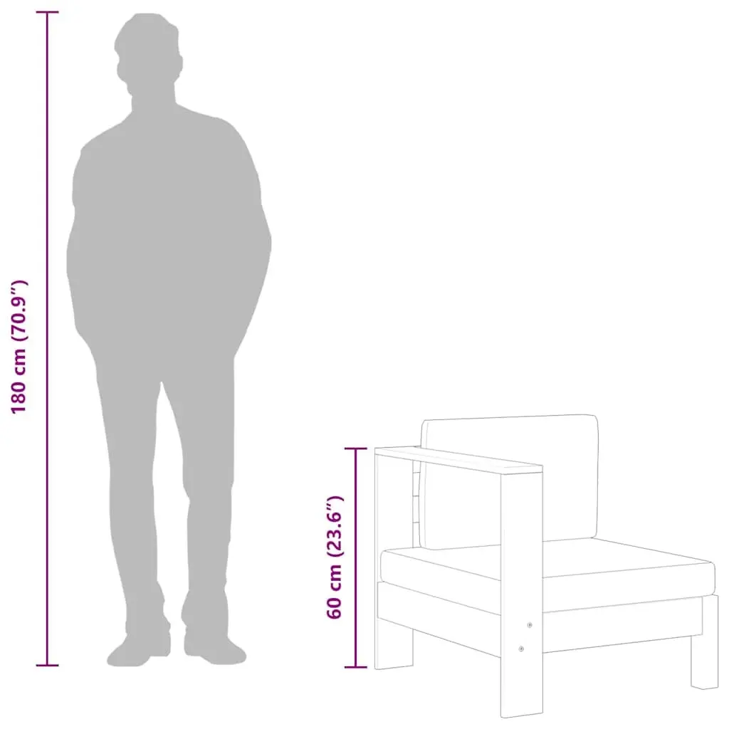 White Outdoor Middle Sofa with Armrest