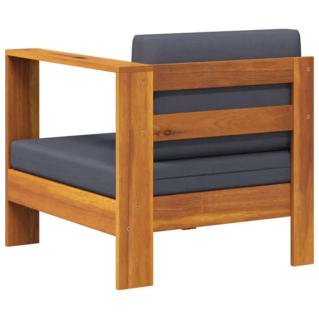 Outdoor Middle Sofa Sectional Unit 1 Armrest Garden Lounge Grey Acacia Wood