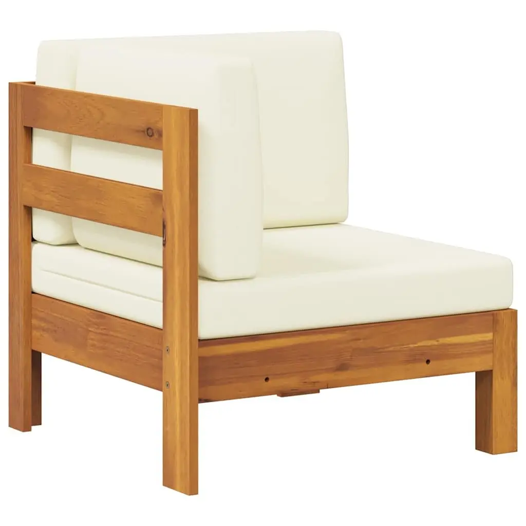 Outdoor Corner Sofa for Garden Solid Acacia Wood with Cream Cushions