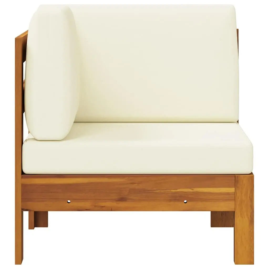 Outdoor Corner Sofa for Garden Solid Acacia Wood with Cream Cushions