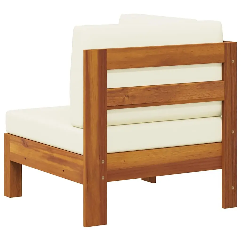 Outdoor Corner Sofa for Garden Solid Acacia Wood with Cream Cushions