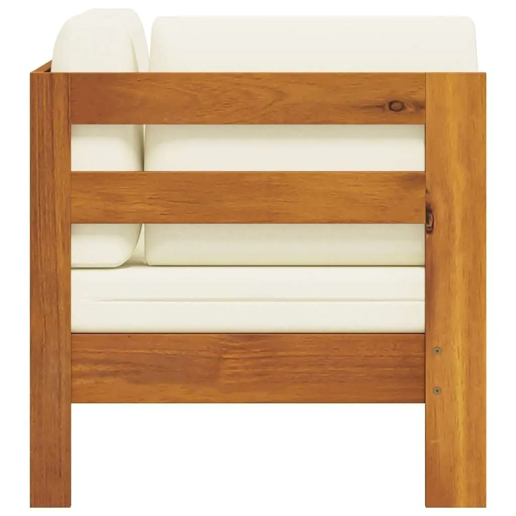 Outdoor Corner Sofa for Garden Solid Acacia Wood with Cream Cushions