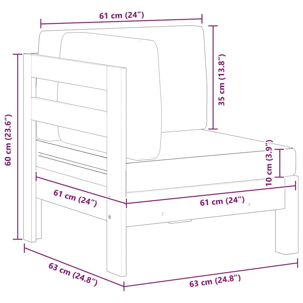 Outdoor Corner Sofa for Garden Solid Acacia Wood with Cream Cushions