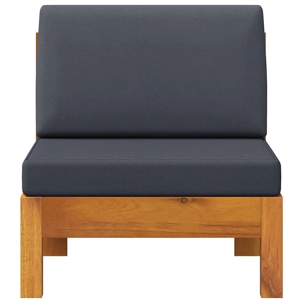 Middle Outdoor Sectional Sofa Unit for Garden Grey Cushions Solid Acacia Wood