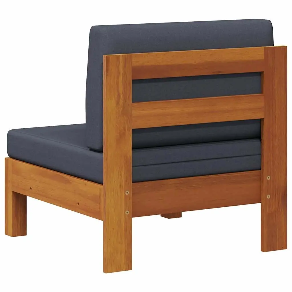 Middle Outdoor Sectional Sofa Unit for Garden Grey Cushions Solid Acacia Wood