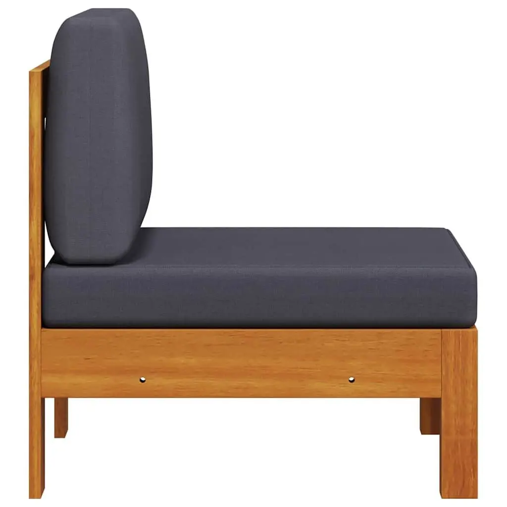 Middle Outdoor Sectional Sofa Unit for Garden Grey Cushions Solid Acacia Wood