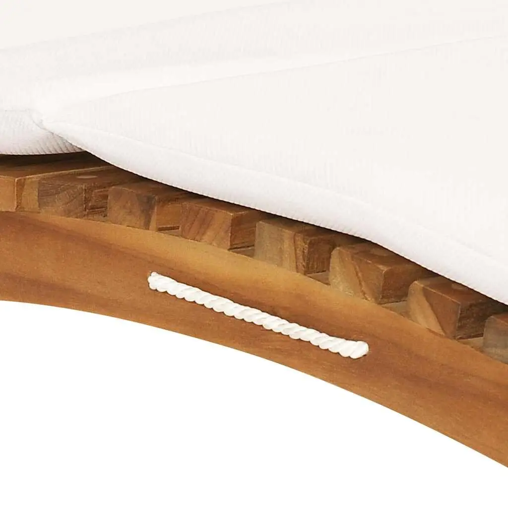 Wooden Sun Lounger Outdoor Garden Folding Lounger with Cream Cushion