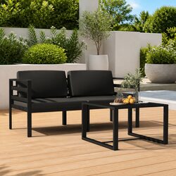 Aluminium 3 Piece Garden Lounge Set - Anthracite