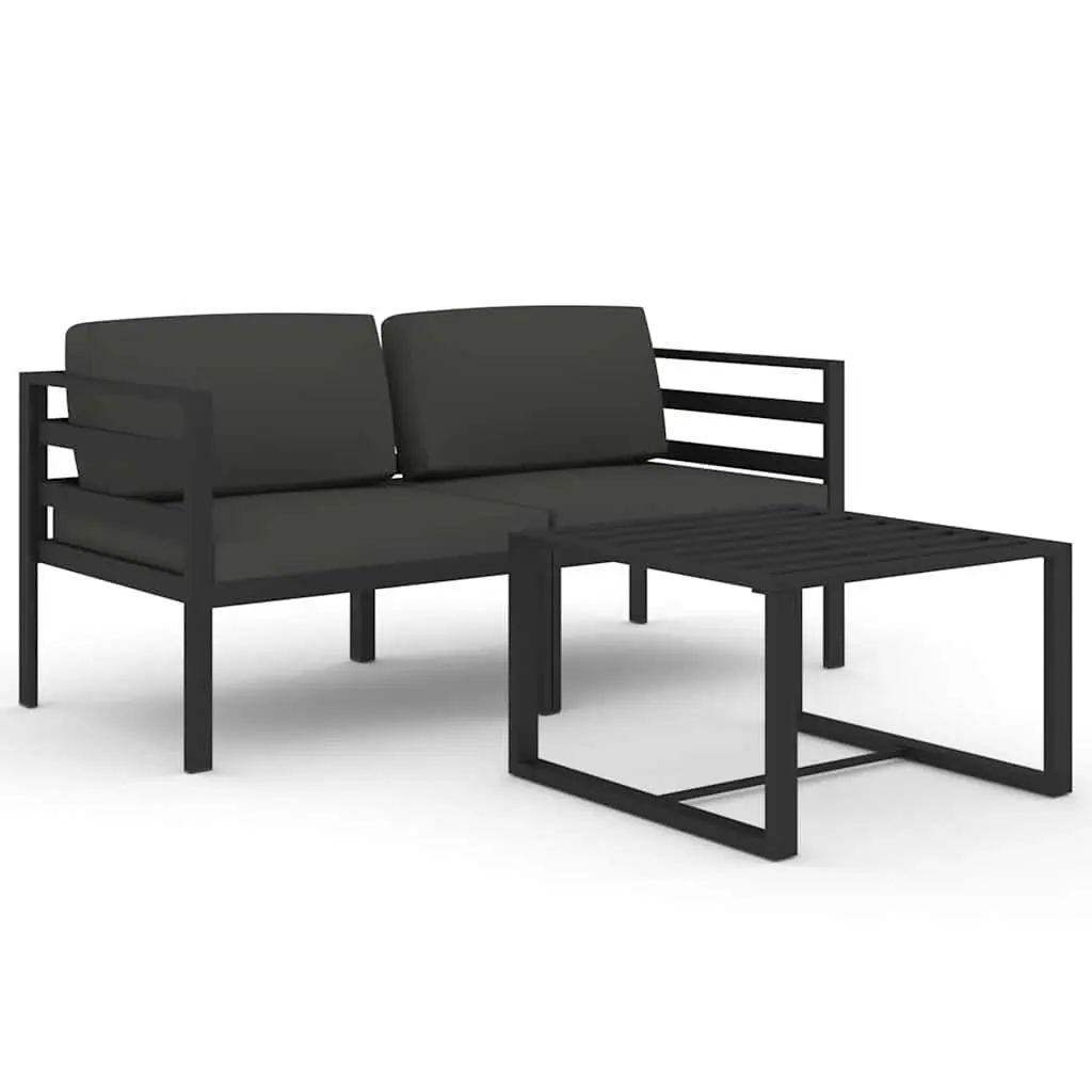 3 Piece Garden Lounge Set Modular Patio Furniture Aluminium Anthracite with