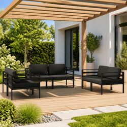 6-Piece Outdoor Lounge Set with Weather-Resistant Cushions