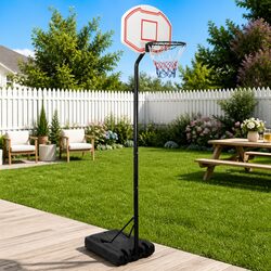 Adjustable Basketball Stand Hoop Portable 282-352cm White Outdoor Indoor Game