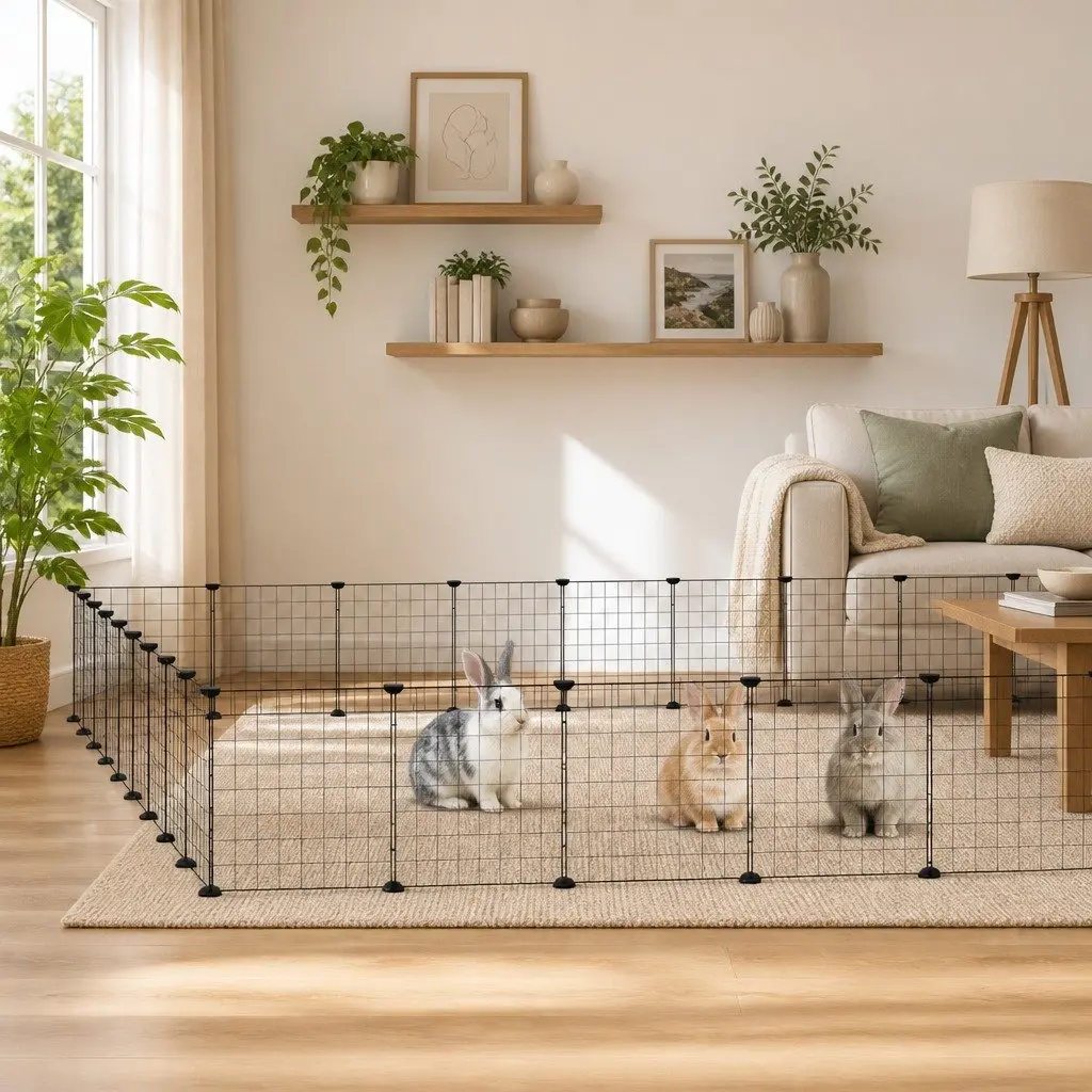 36-Panel Pet Cage with Door Black 35x35 cm Modular Small Animal Habitat