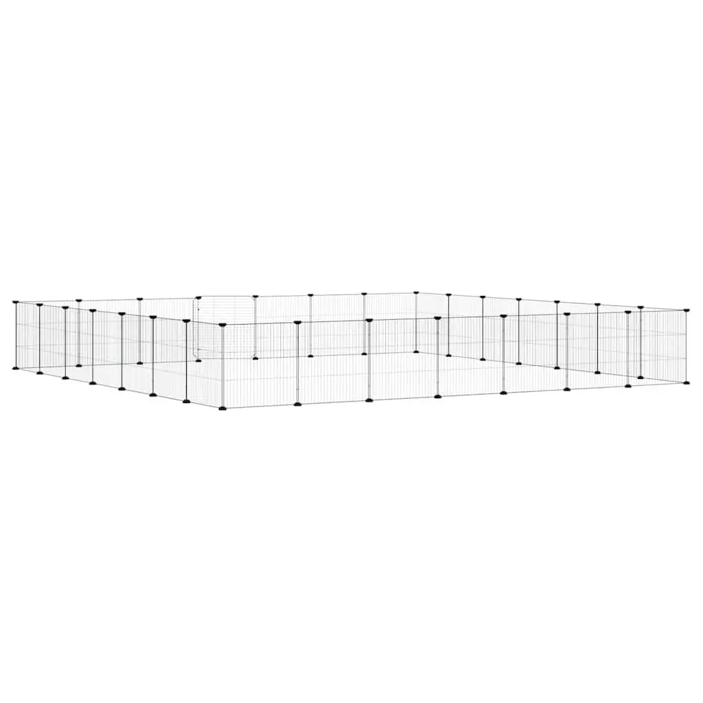 28-Panel Pet Cage with Door Black 35x35 cm