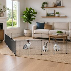 Black 60-Panel Pet Cage Dimensions 35x35cm for Small Pets