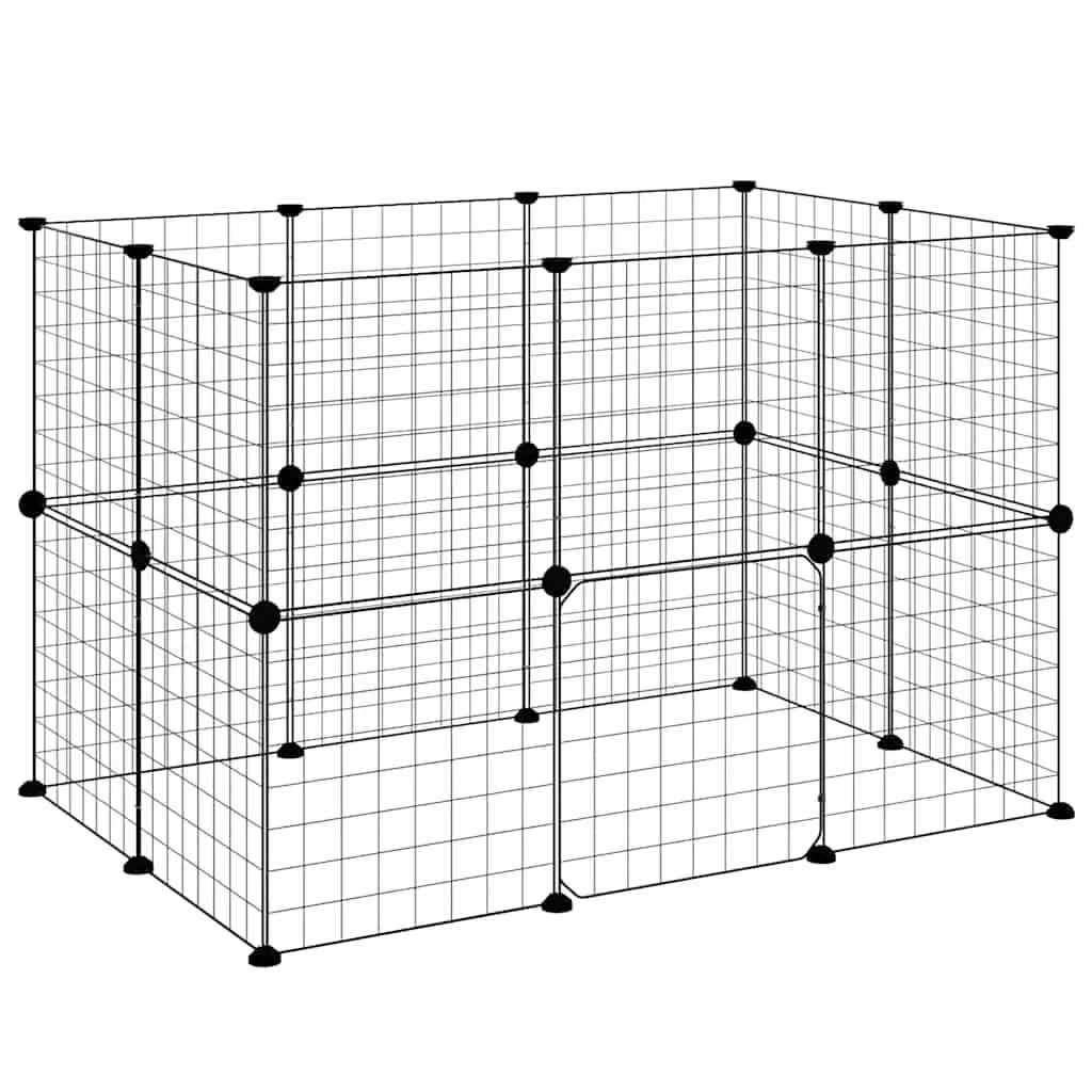 20 Panel Pet Cage for Small Animals 105x70x70 cm Black DIY Playpen Enclosure