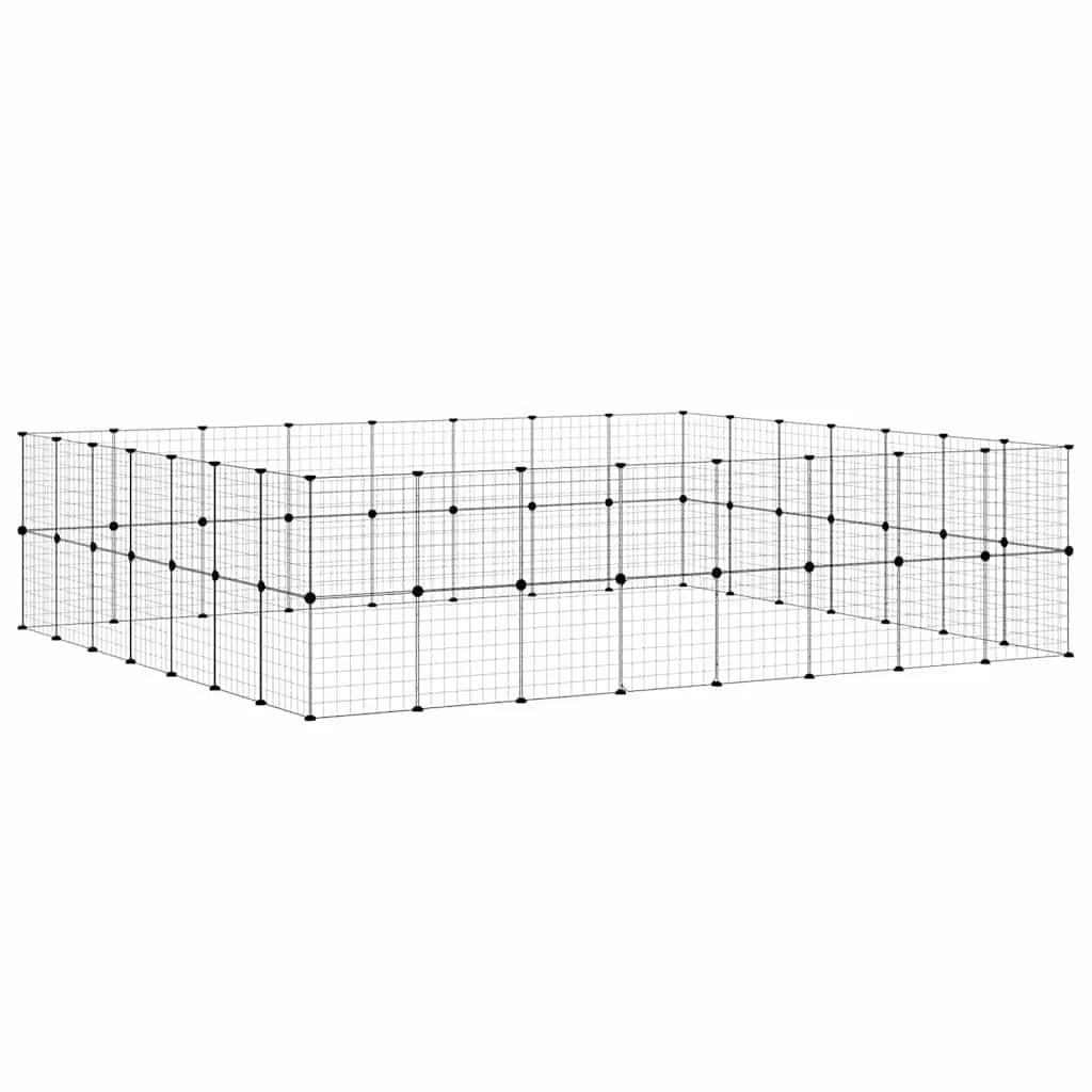 Pet Cage Modular Enclosure for Small Animals 280x245x70cm Black Steel Playpen