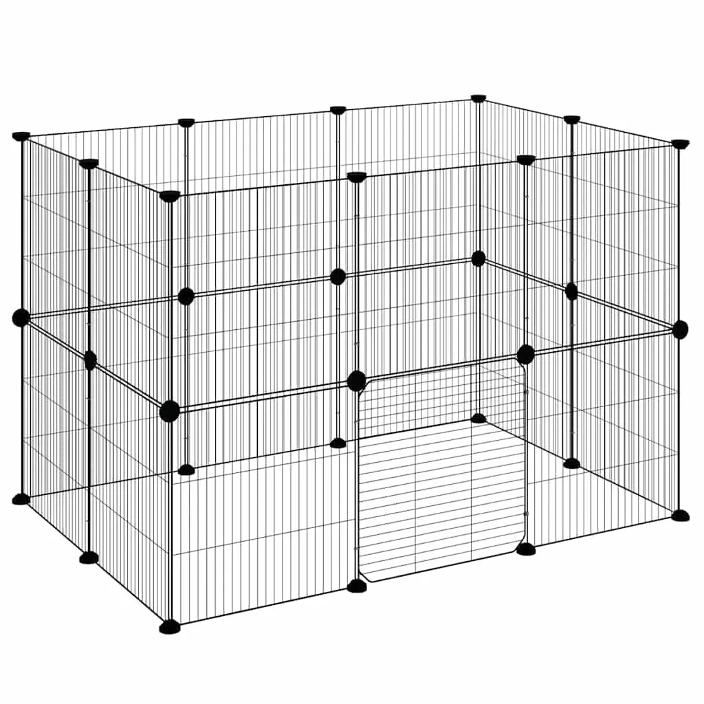 20 Panel Pet Cage for Small Animals Black 105x70x70 cm DIY Playpen Enclosure