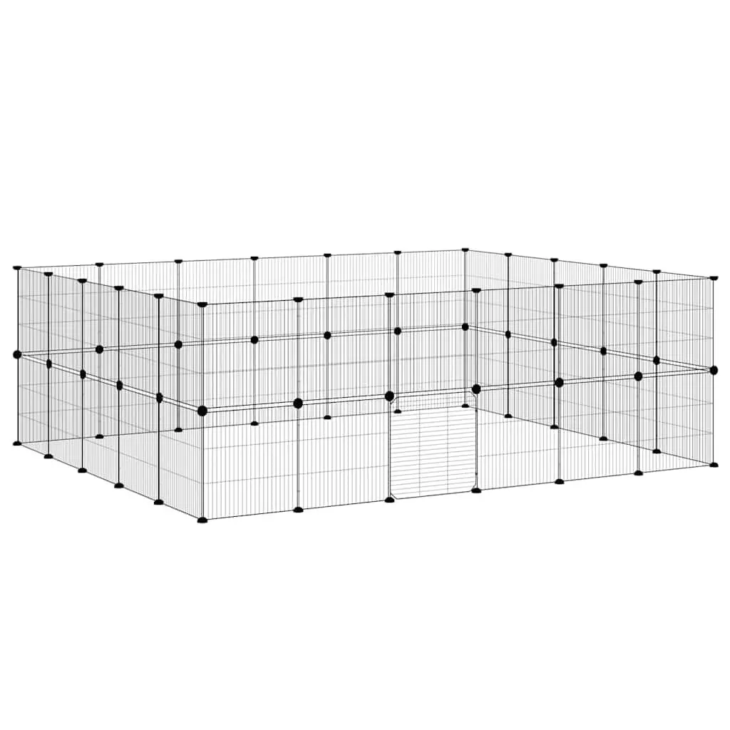 Pet Cage for Small Animals 210x175x70 cm Black Steel Modular Enclosure