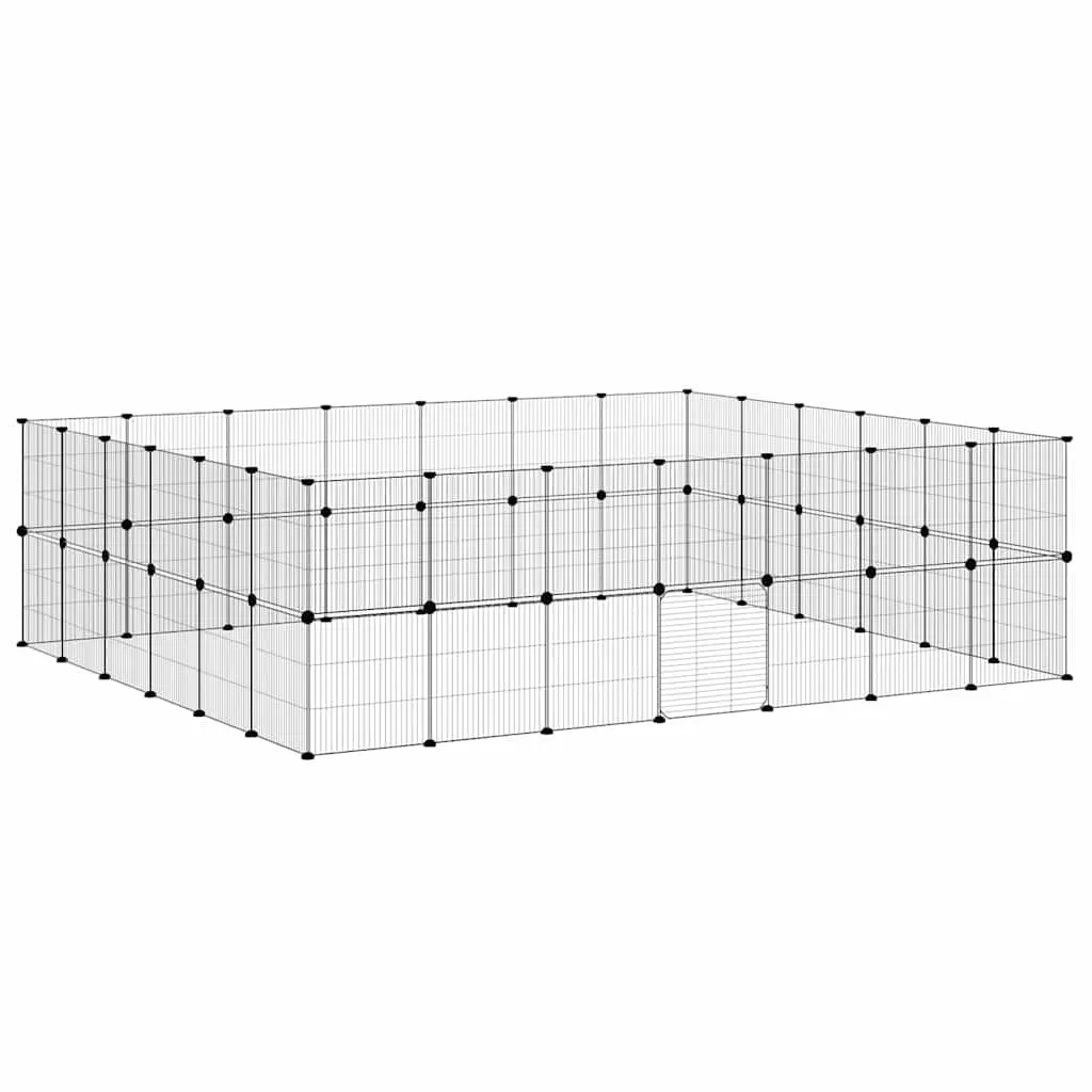52-Panel Pet Cage with Door Black 35x35 cm