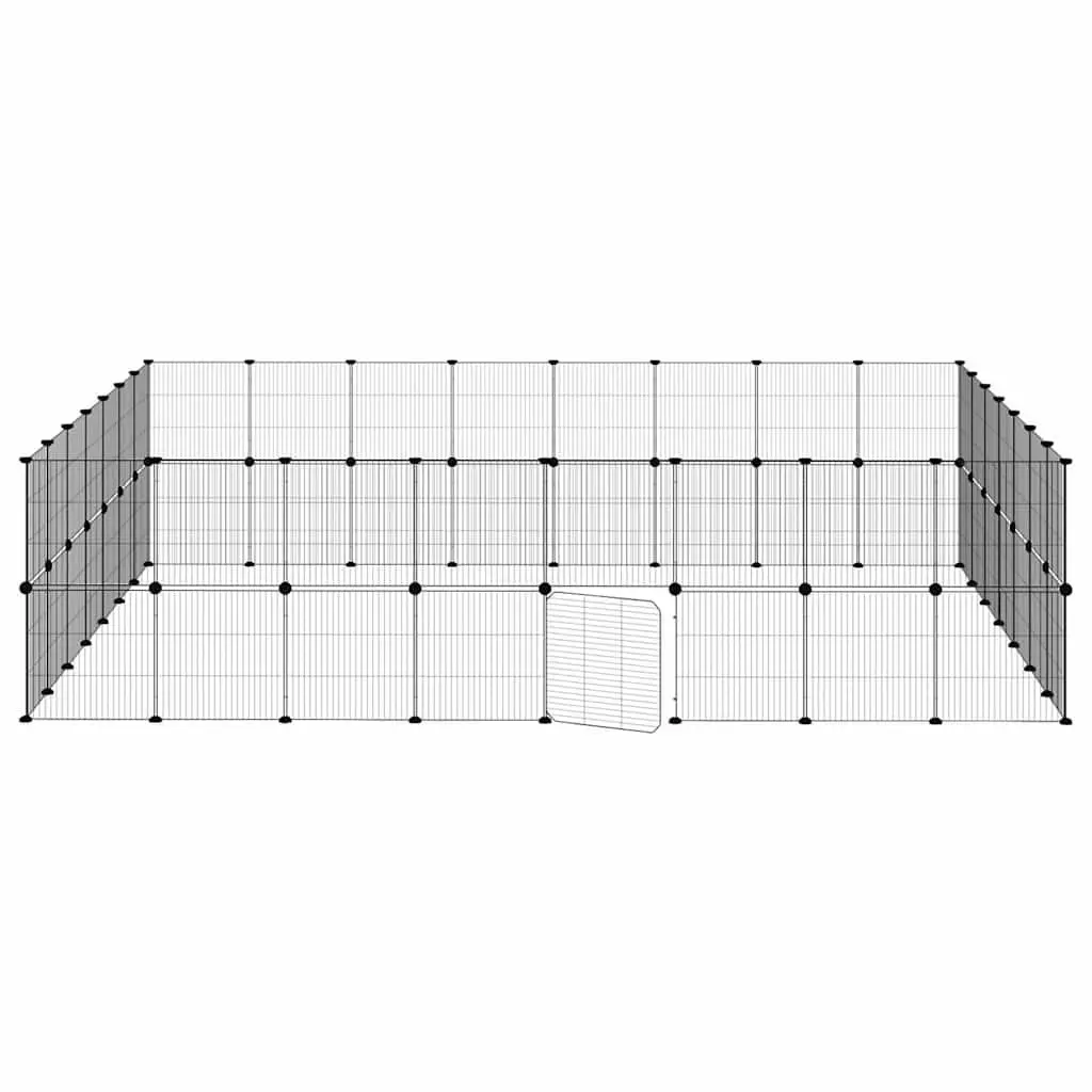 60 Panel Pet Cage for Small Animals Black 280x245x70 cm DIY Modular Enclosure
