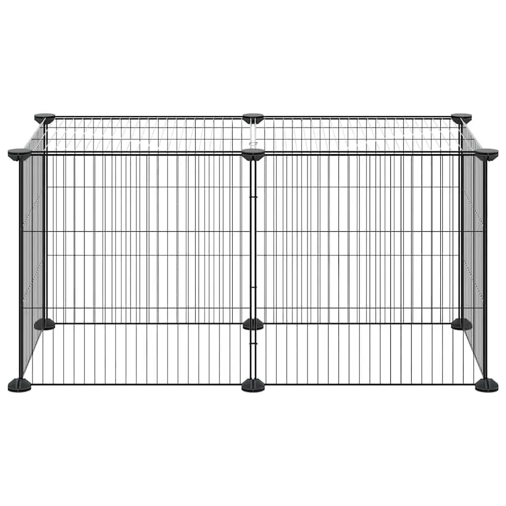 8-Panel Small Animal Pet Cage Enclosure Black 35x35cm