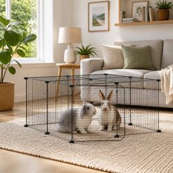 12-Panel Pet Enclosure with Door, 35x35 cm Black Steel Construction