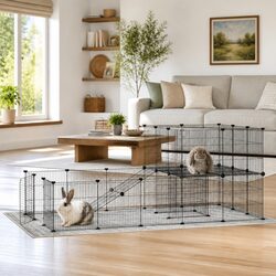 36 Interconnected Panels Black Pet Cage 35x35 cm