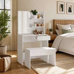 Dressing Table Set Dimensions 74.5x40x141cm in White