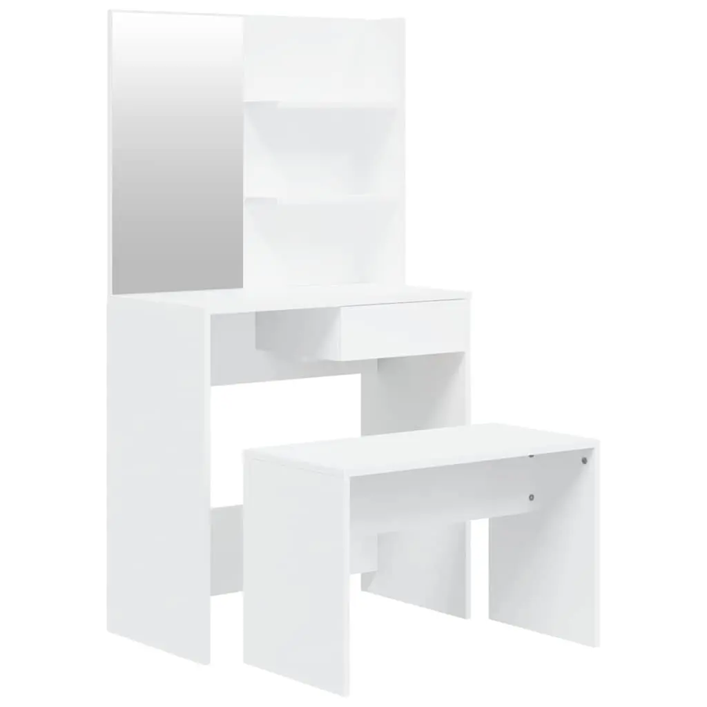 Dressing Table Set White 74.5x40x141cm Bedroom Vanity Mirror Stool Storage