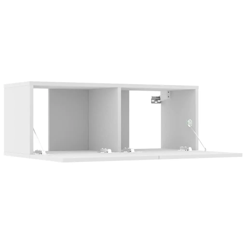 Wall-Mounted TV Cabinet White Engineered Wood Storage Unit Drop-Down Door