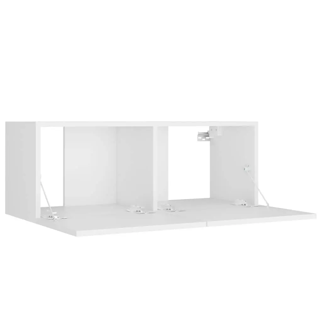 TV Cabinet Set for Living Room 4 Piece Wall-Mounted Storage Unit White Engineered Wood