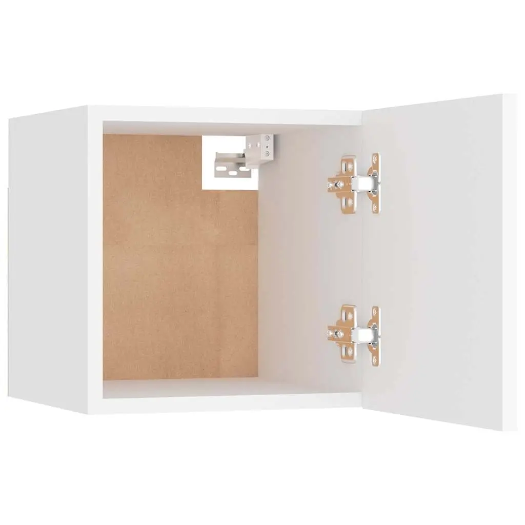 8 Piece White Engineered Wood Wall-Mounted TV Cabinet Set for Living Room Storage