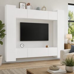 Specifications of the 8 Piece White TV Cabinet Set