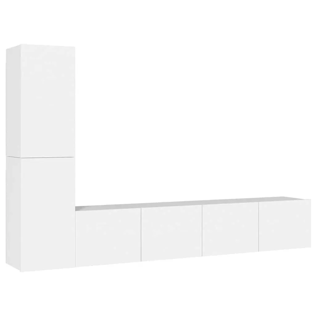4 Piece White Wall Mounted TV Cabinet