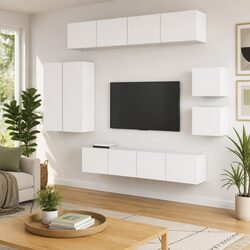 Specifications of White Engineered Wood TV Cabinet Set