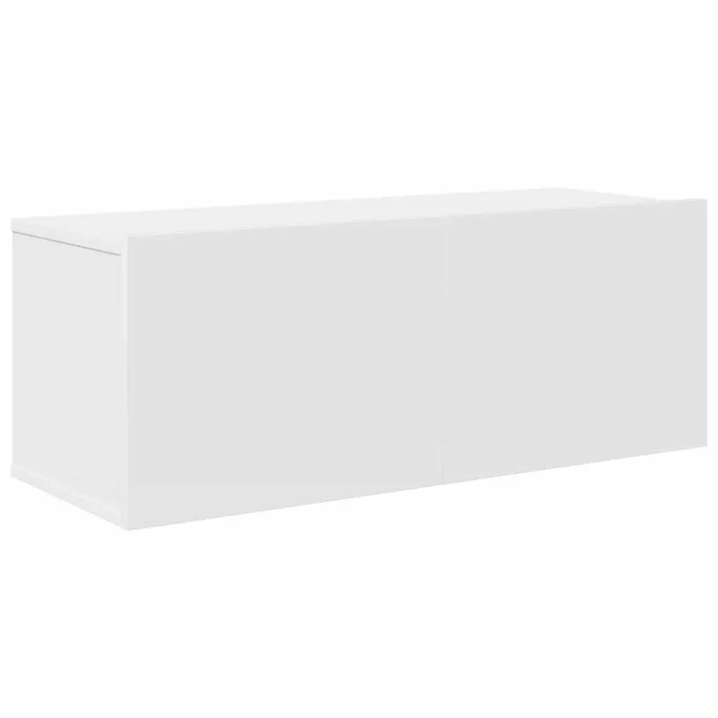 7 Piece Wall-Mounted Storage Unit for TV Engineered Wood White Living Room