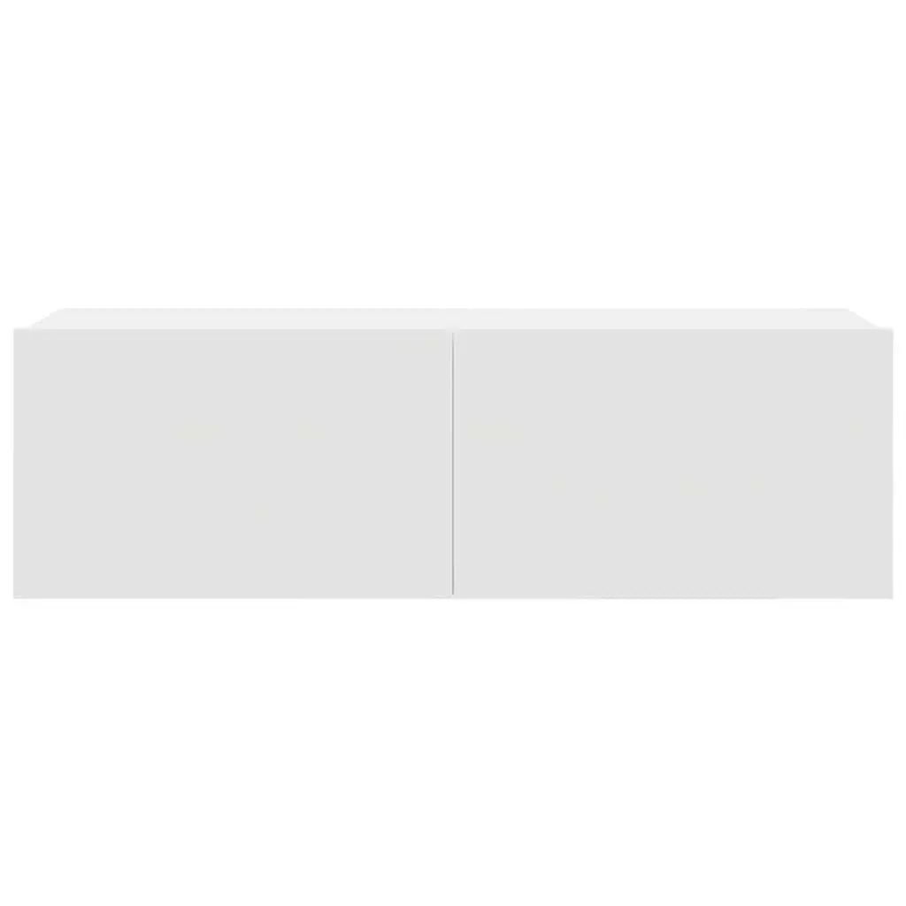 7 Piece Wall-Mounted Storage Unit for TV Engineered Wood White Living Room