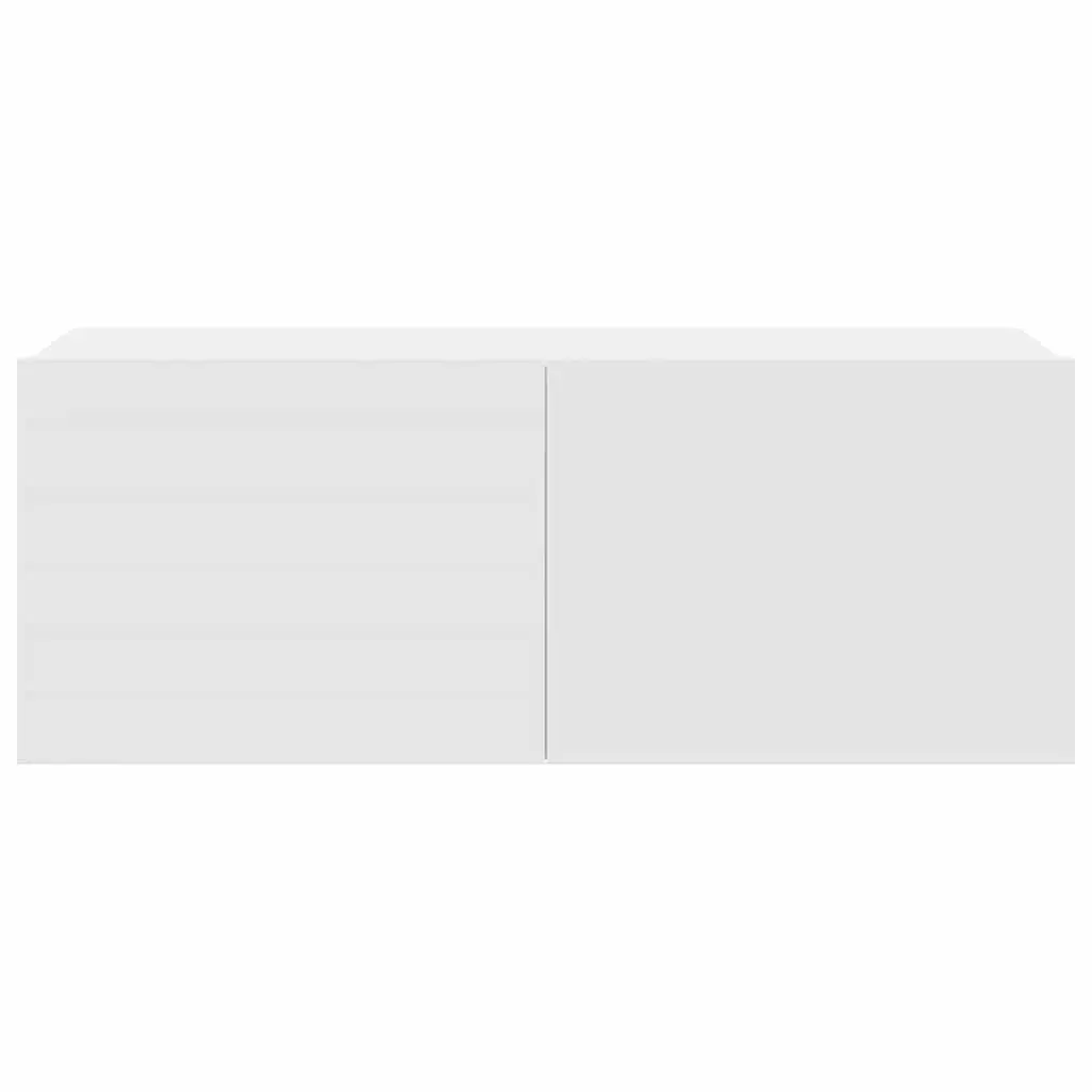7 Piece Wall-Mounted Storage Unit for TV Engineered Wood White Living Room