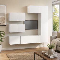 Specifications of the 6 Piece White Engineered Wood TV Unit