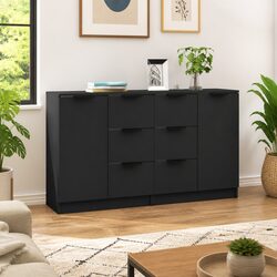 Black Sideboard Cabinets - 60L x 30W x 70H cm, Set of 2