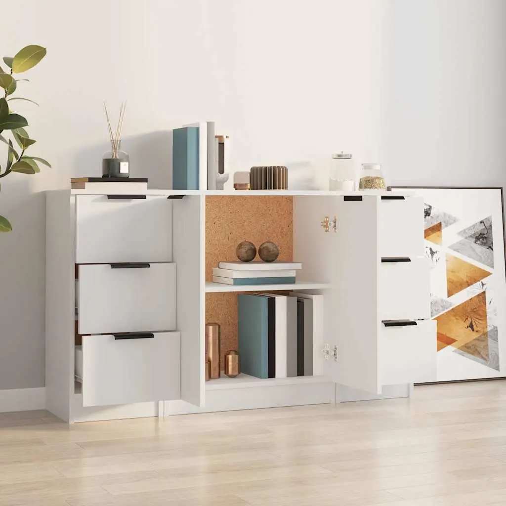 3-Piece White Sideboard Storage Set